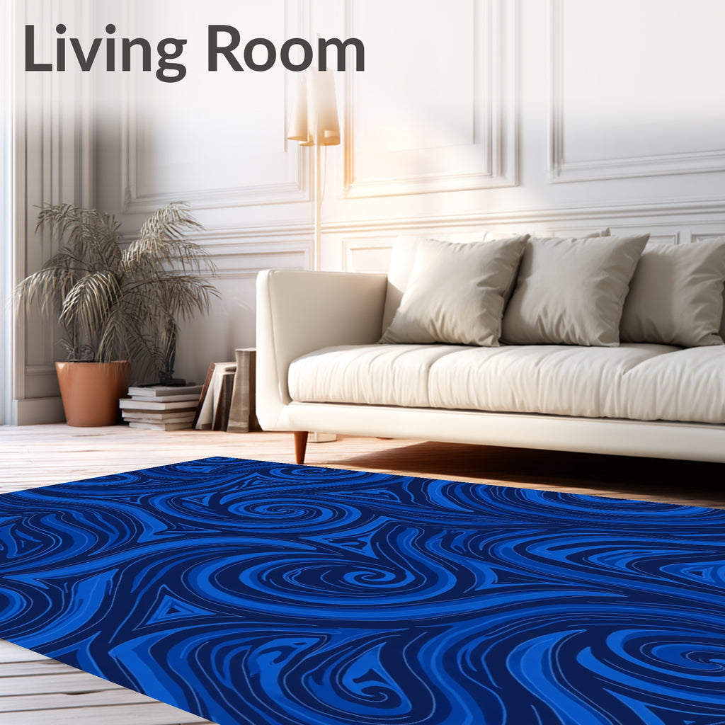 Midnight Blue Swirl Tribe Rug