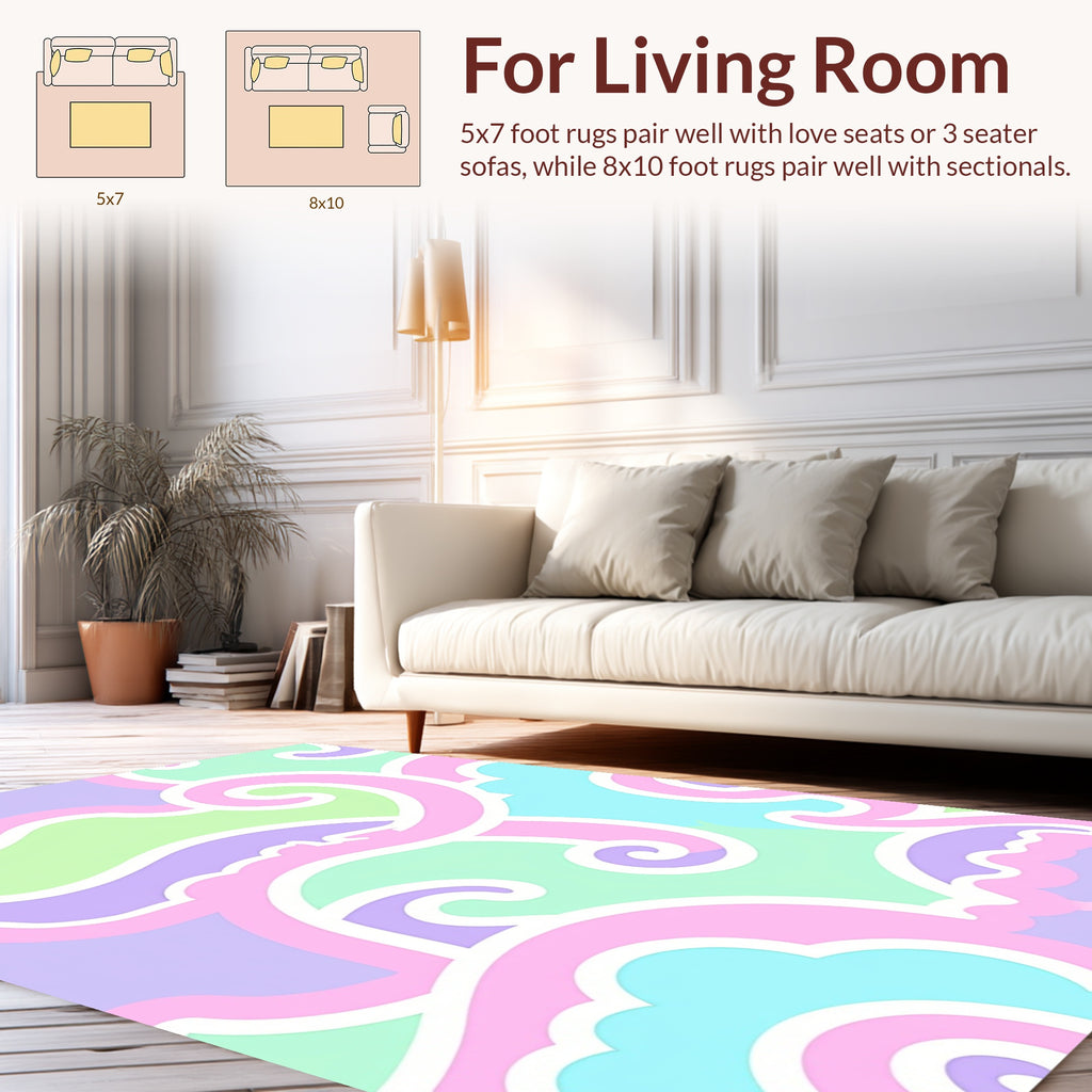 Pastel Swirls and Cloud Pattern Rug