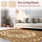 Ornate Scrollwork Golden Frame Rug