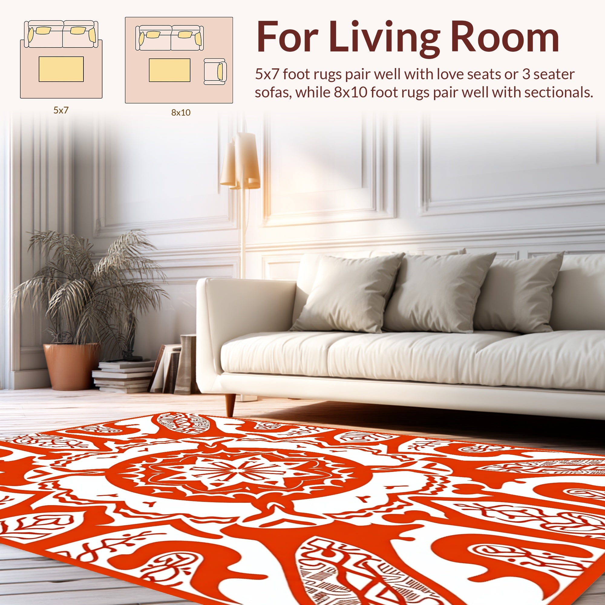 Red Mandala Geometric Pattern Rug