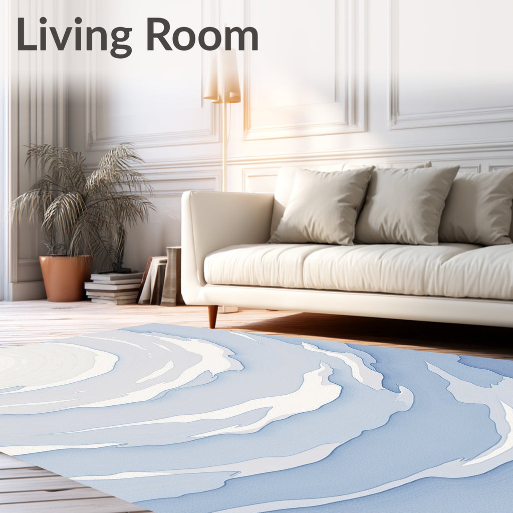 Soft Blue White Swirl Texture Rug