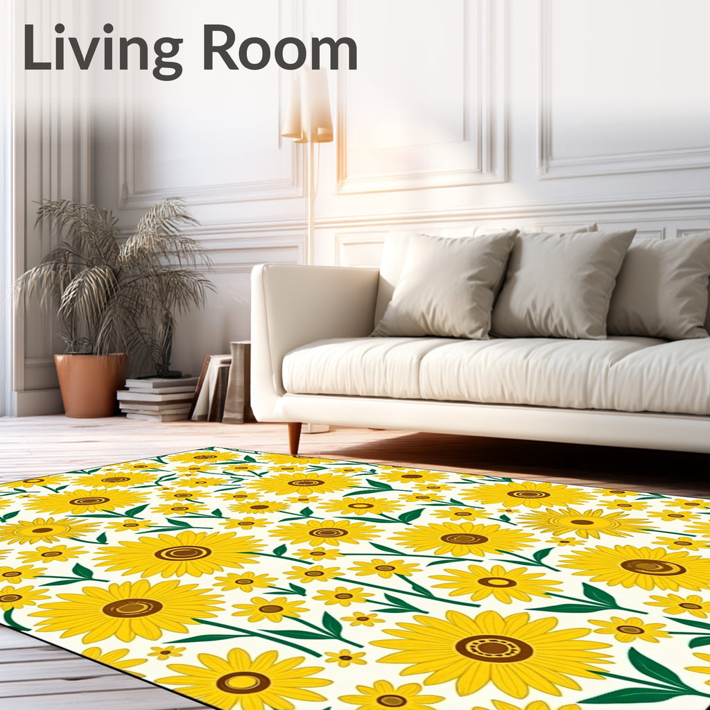 Summer Meadow Sunflower Pattern Rug