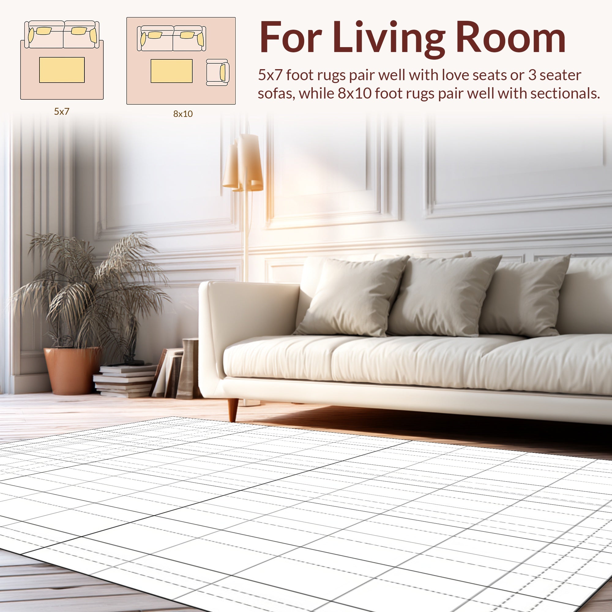 Classic Grid Structured Design Rug