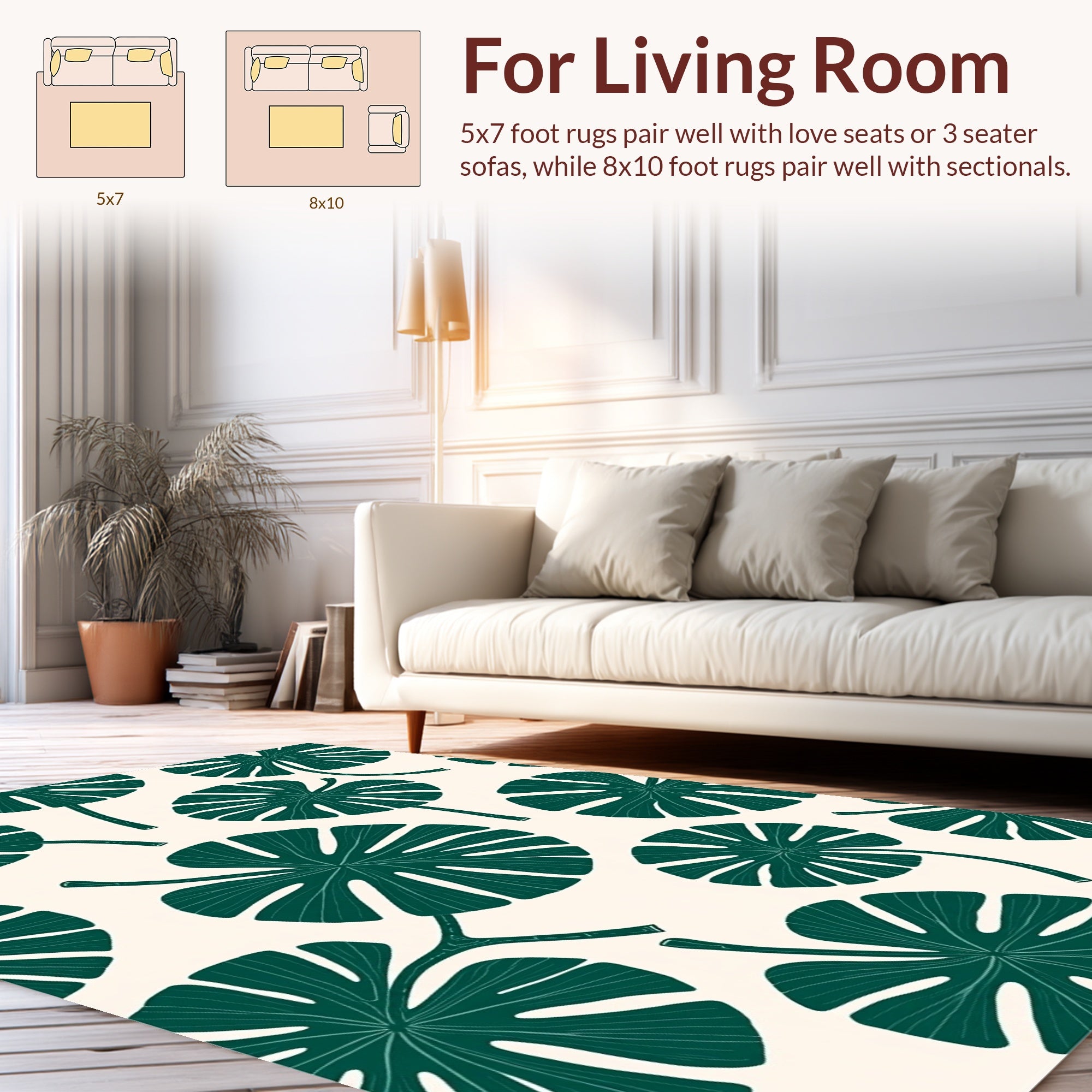 Tropical Leaf Pattern Rug