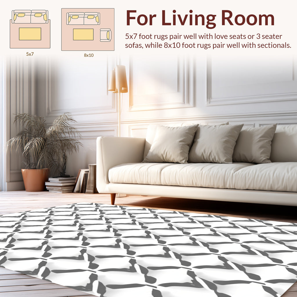 Interlocking Diamond Pattern Graphic Rug