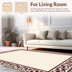 Ornate Floral Scroll Border Design Rug
