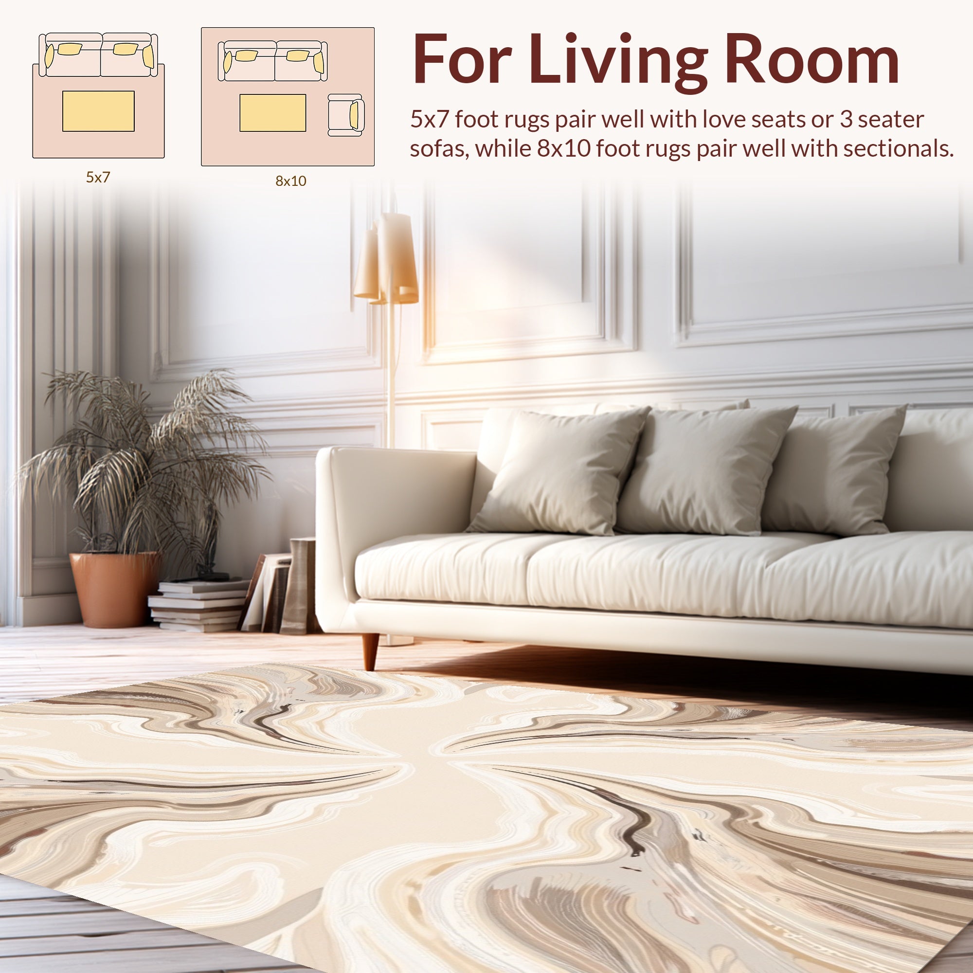 Neutral Swirl Abstract Pattern Rug