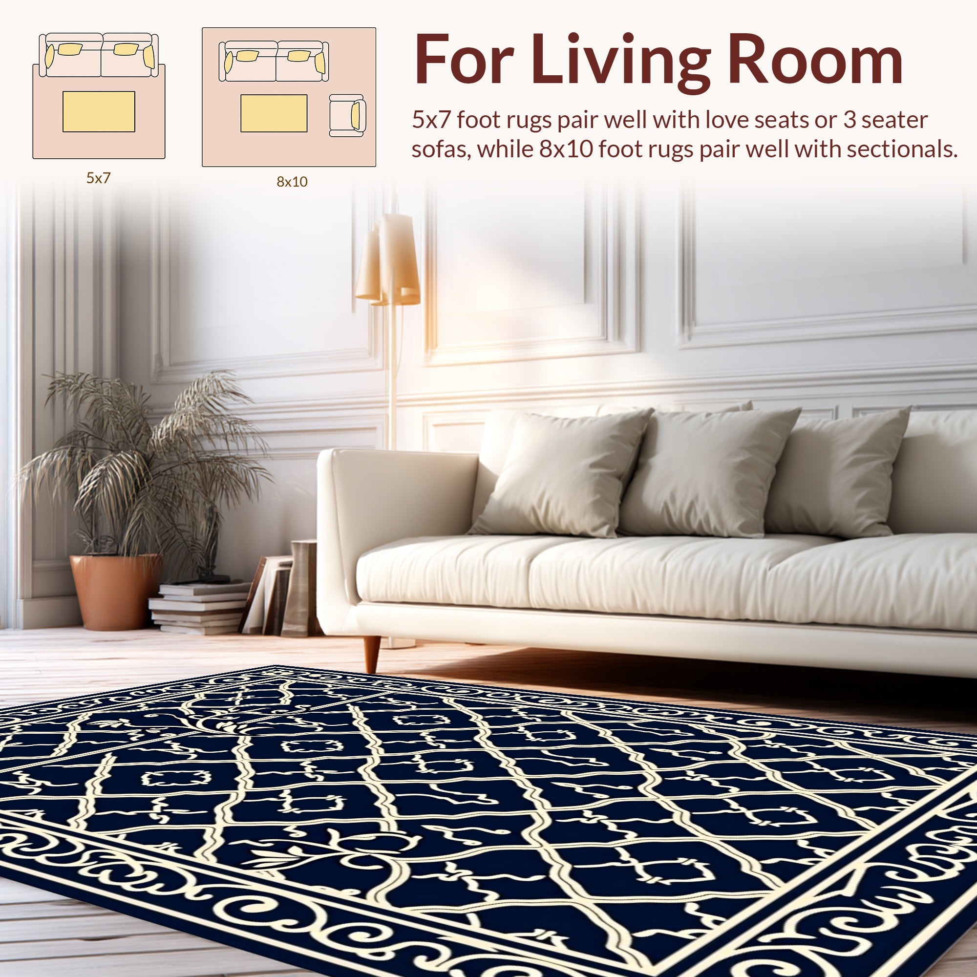 Ornate Lattice and Vine Geometric Design Rug