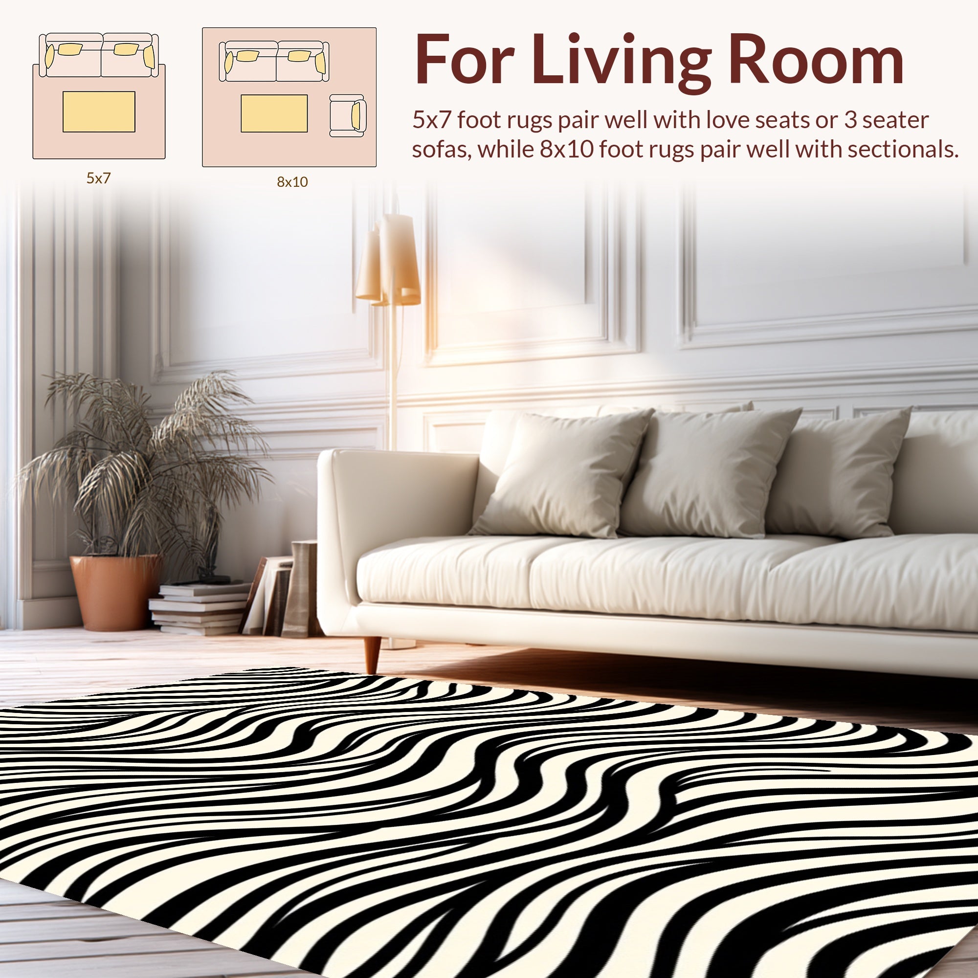 Abstract Black White Stripe Pattern Rug