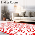 Crimson Tentacle Swirl Abstract Rug
