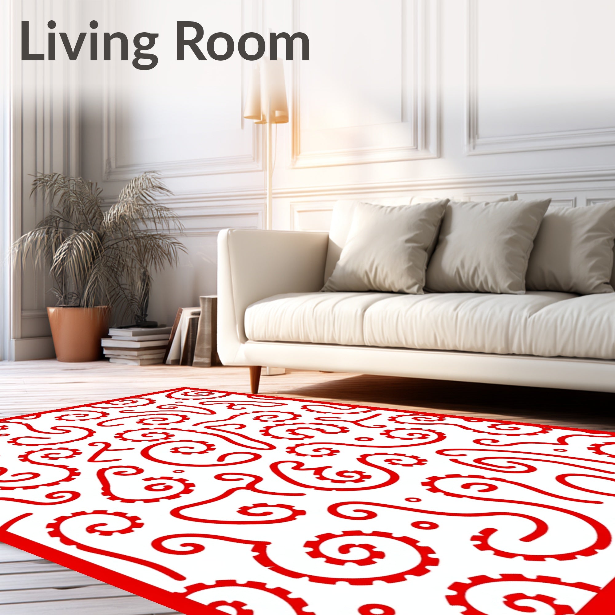Crimson Tentacle Swirl Abstract Rug