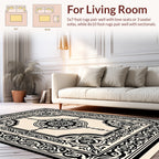 Classic Black Ivory Floral Mandala Design Rug