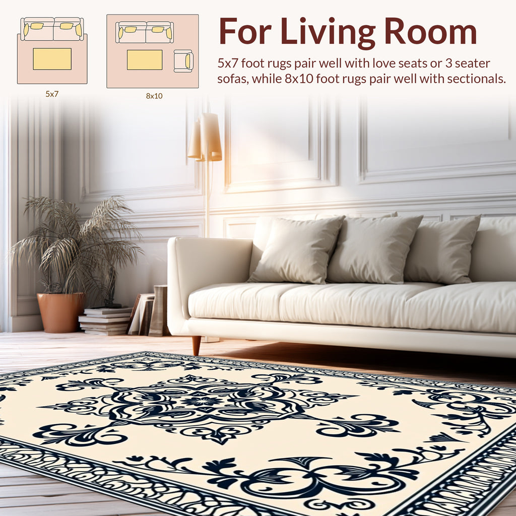 Classic Floral Medallion Border Design Rug