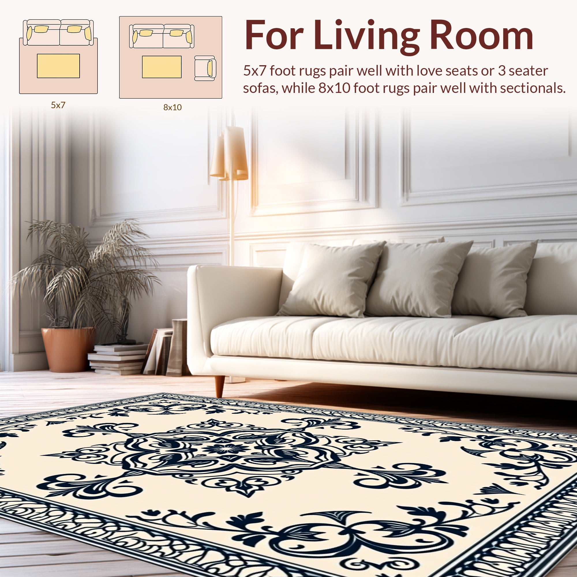 Classic Floral Medallion Border Design Rug