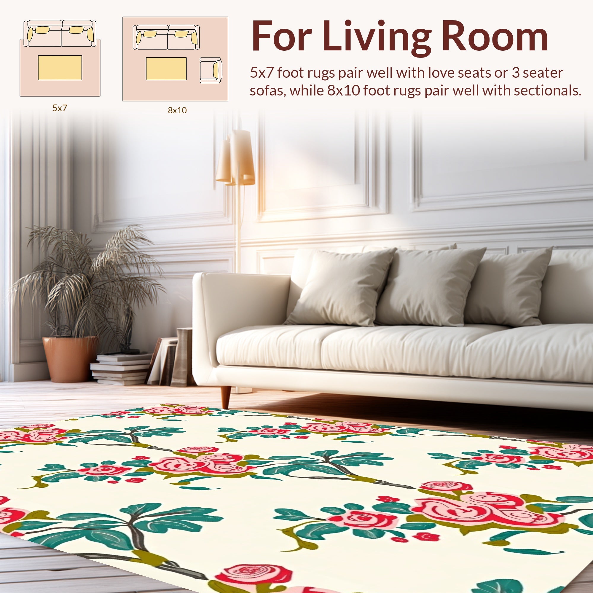 Charming Floral Tree Branch Pattern Rug