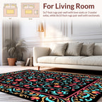 Vibrant Floral Vines Border Pattern Rug