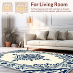 Ornate Blue Cream Medallion Rug