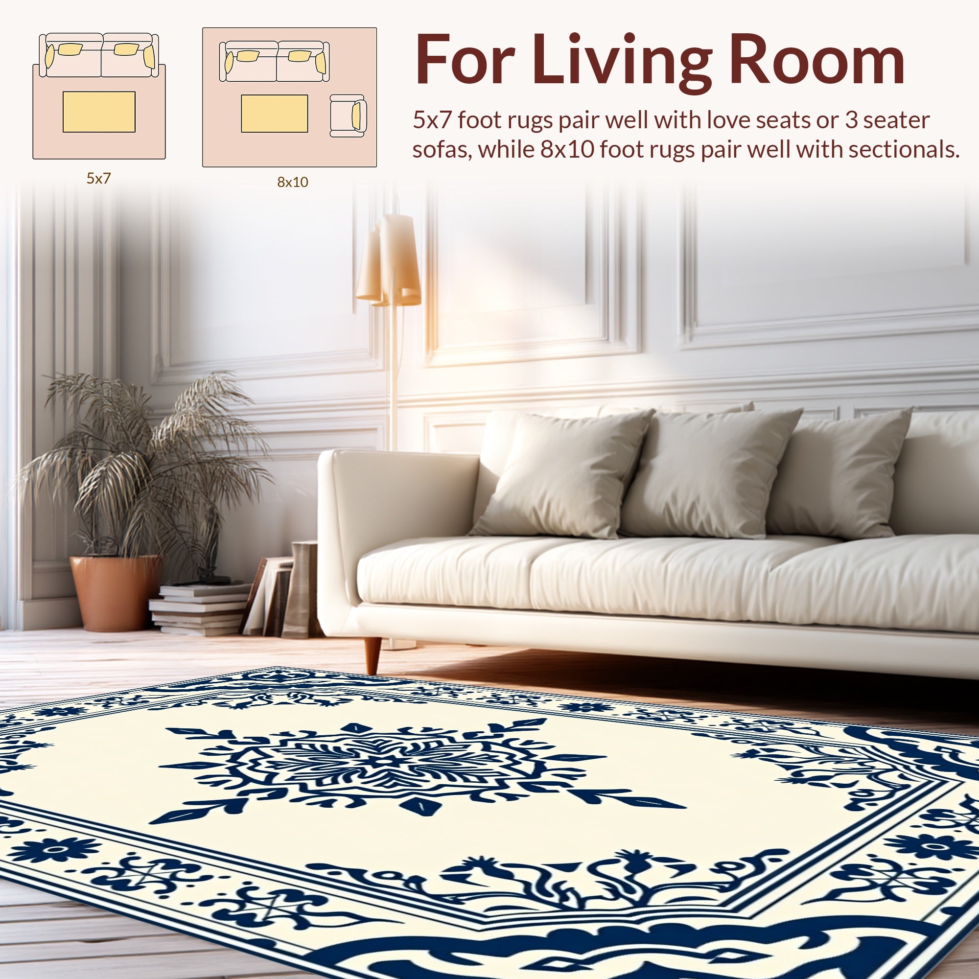 Ornate Blue Cream Medallion Rug
