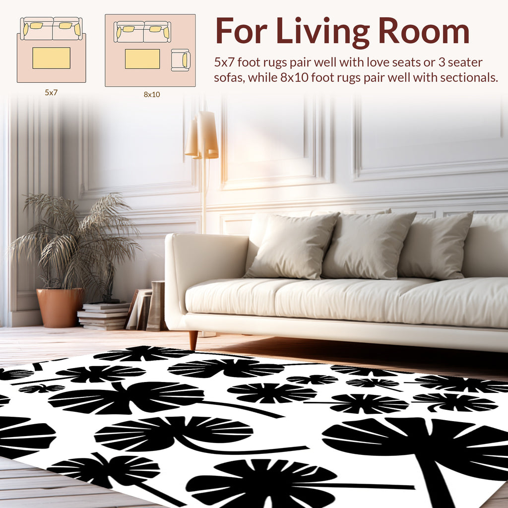 Bold Leafy Botanical Pattern Rug