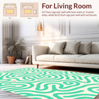 Mint Green Abstract Swirl Pattern Rug