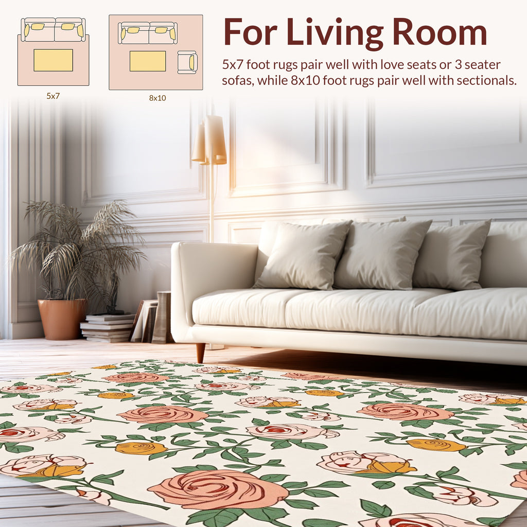 Vintage Rose Vine Pattern Design Rug