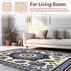 Navy Leaf Starburst Geometric Mandala Rug