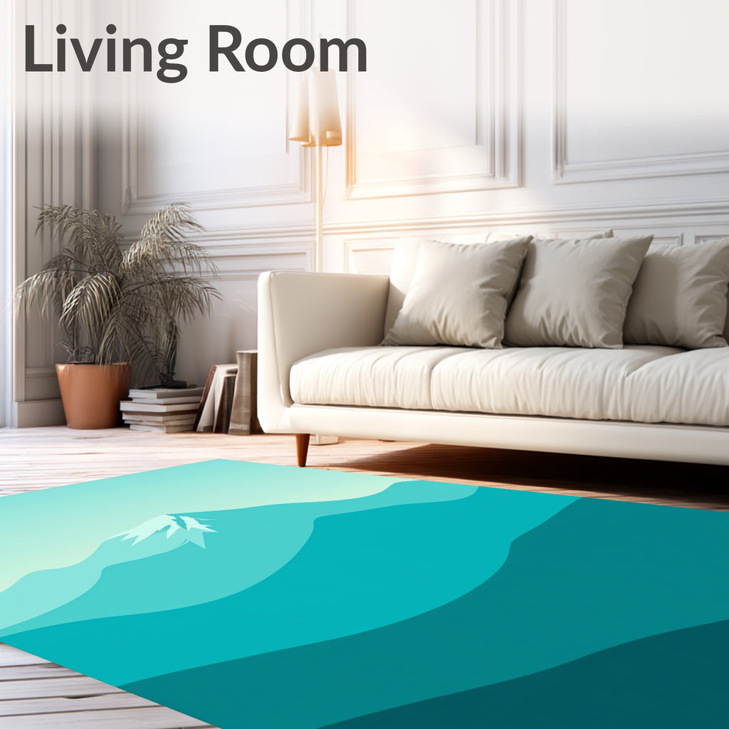 Misty Mountain Panorama Teal Rug