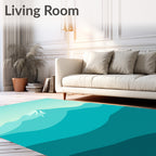 Misty Mountain Panorama Teal Rug