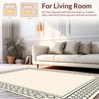 Elegant Black Cream Geometric Design Rug