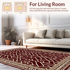 Deep Red Geometric Lattice Border Rug