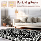 Black And White Damask Motif Rug