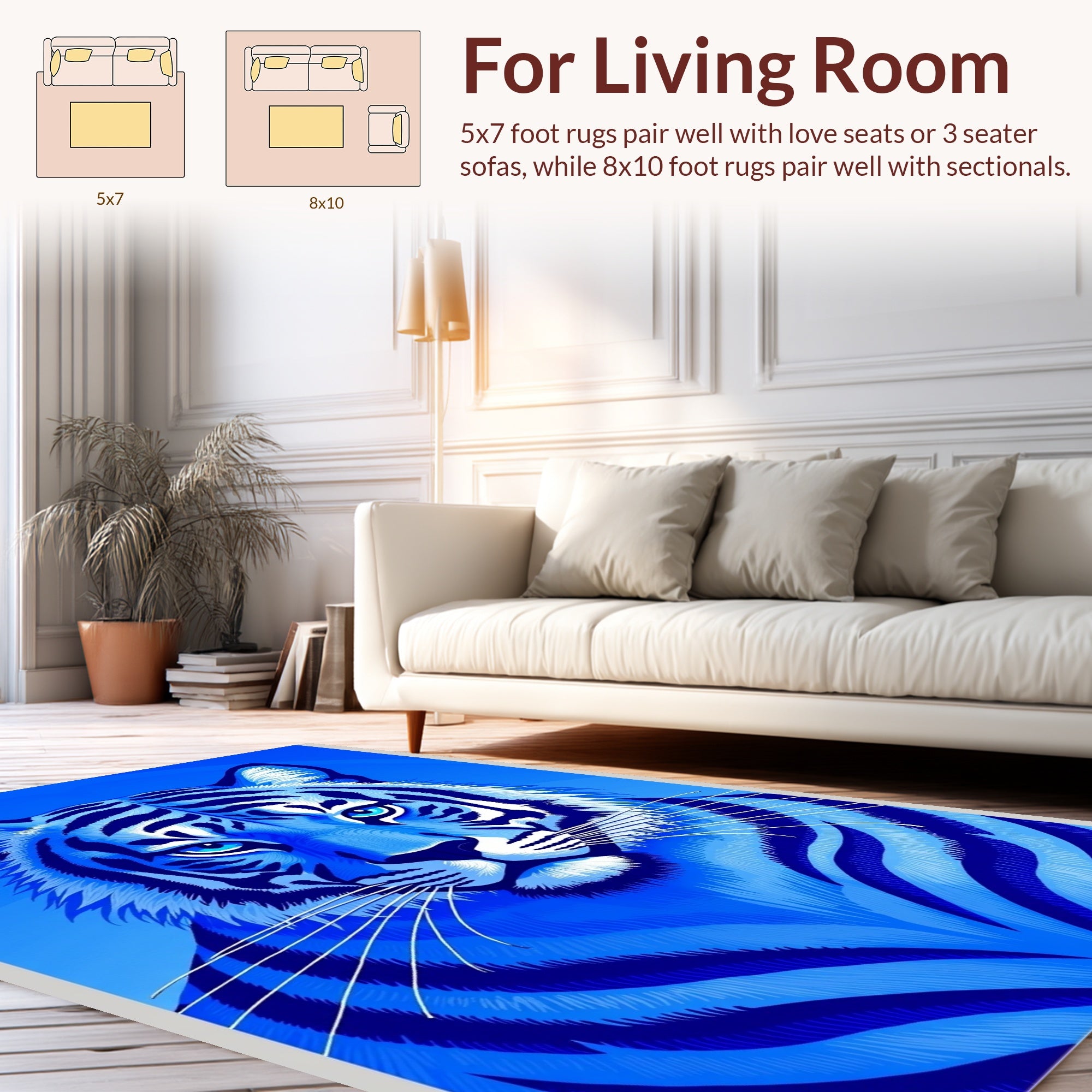 Bold Blue Tiger Stripe Pattern Rug