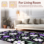 Purple White Floral Spring Pattern Rug