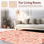 Coral and White Floral Swirl Pattern Rug