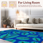 Teal Feather Pattern Rug