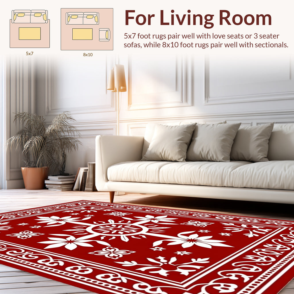 Ornate Floral Sun Pattern Rug