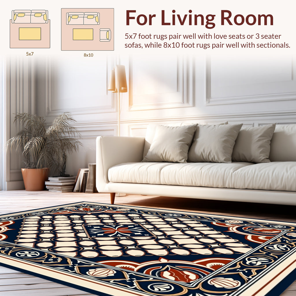 Ornate Floral Geometric Medallion Design Rug