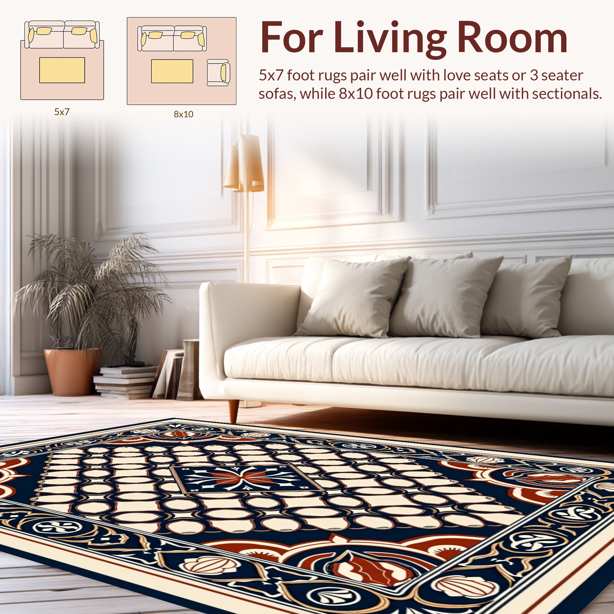 Ornate Floral Geometric Medallion Design Rug