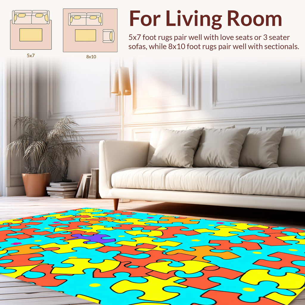 Colorful Puzzle Piece Pattern Design Rug