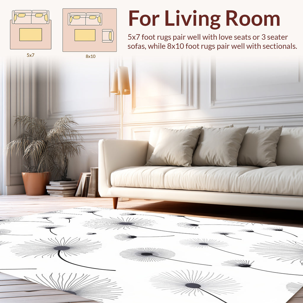 Chic Dandelion Seed Head Pattern Rug
