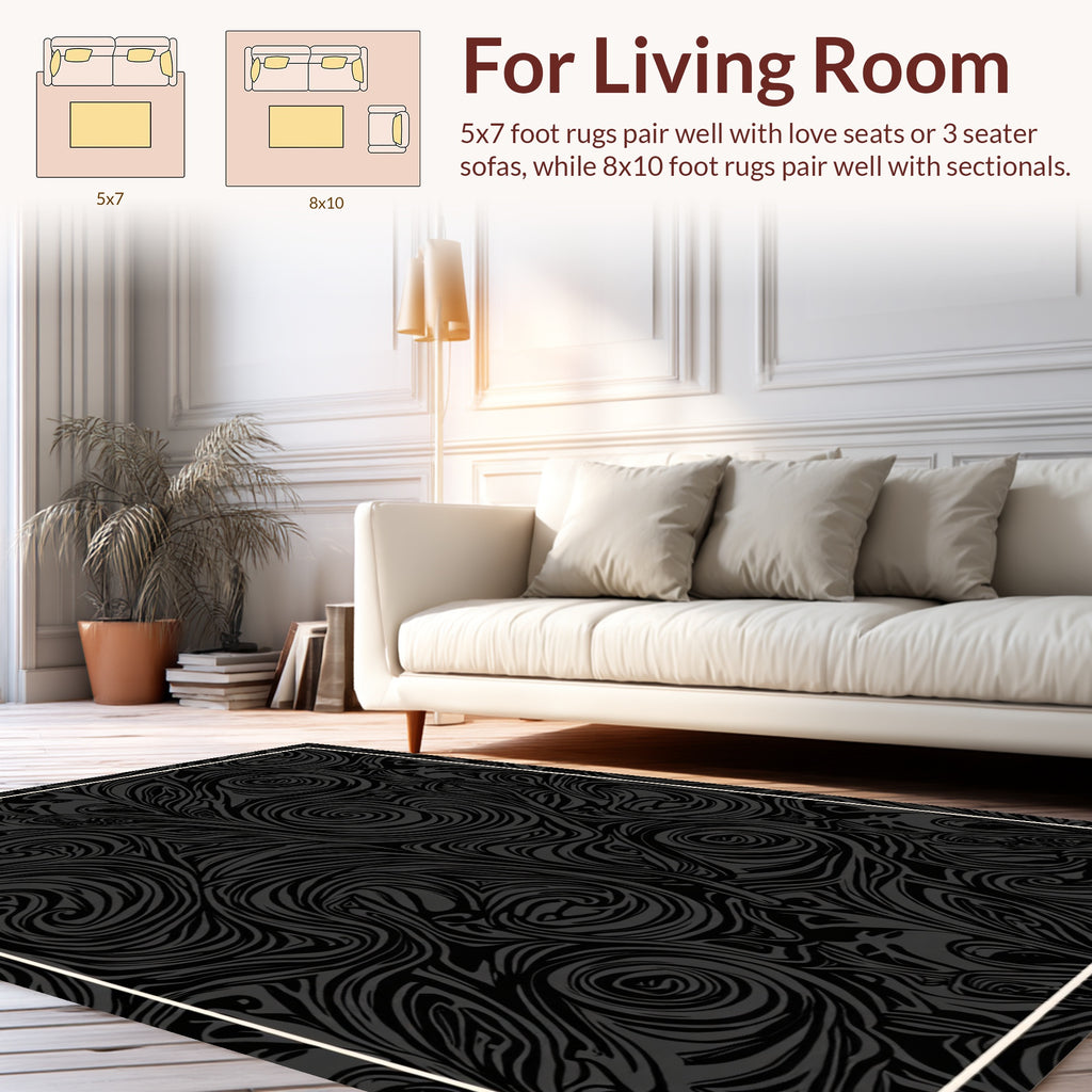 Dark Swirling Abstract Pattern Rug