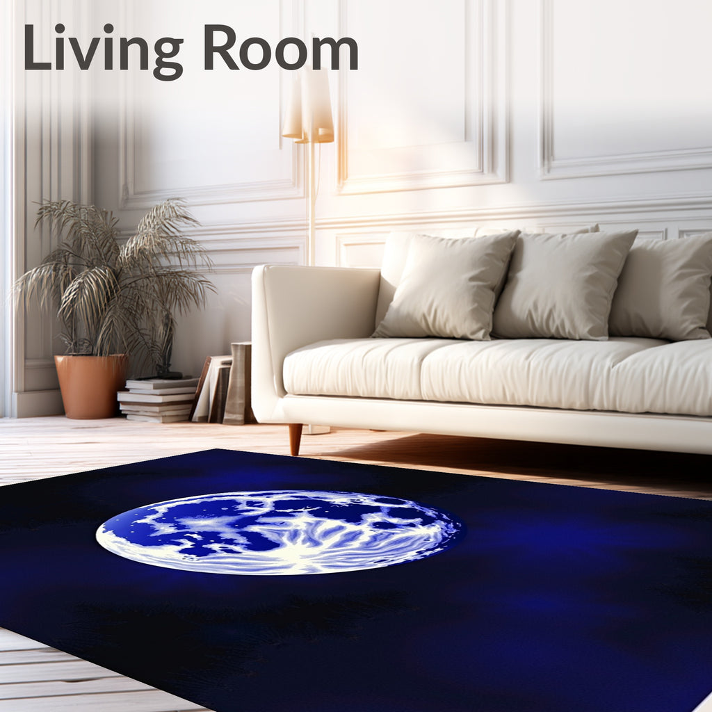Cosmic Blue Orb Swirl Rug