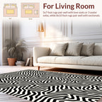 Bold Black White Abstract Terrain Rug