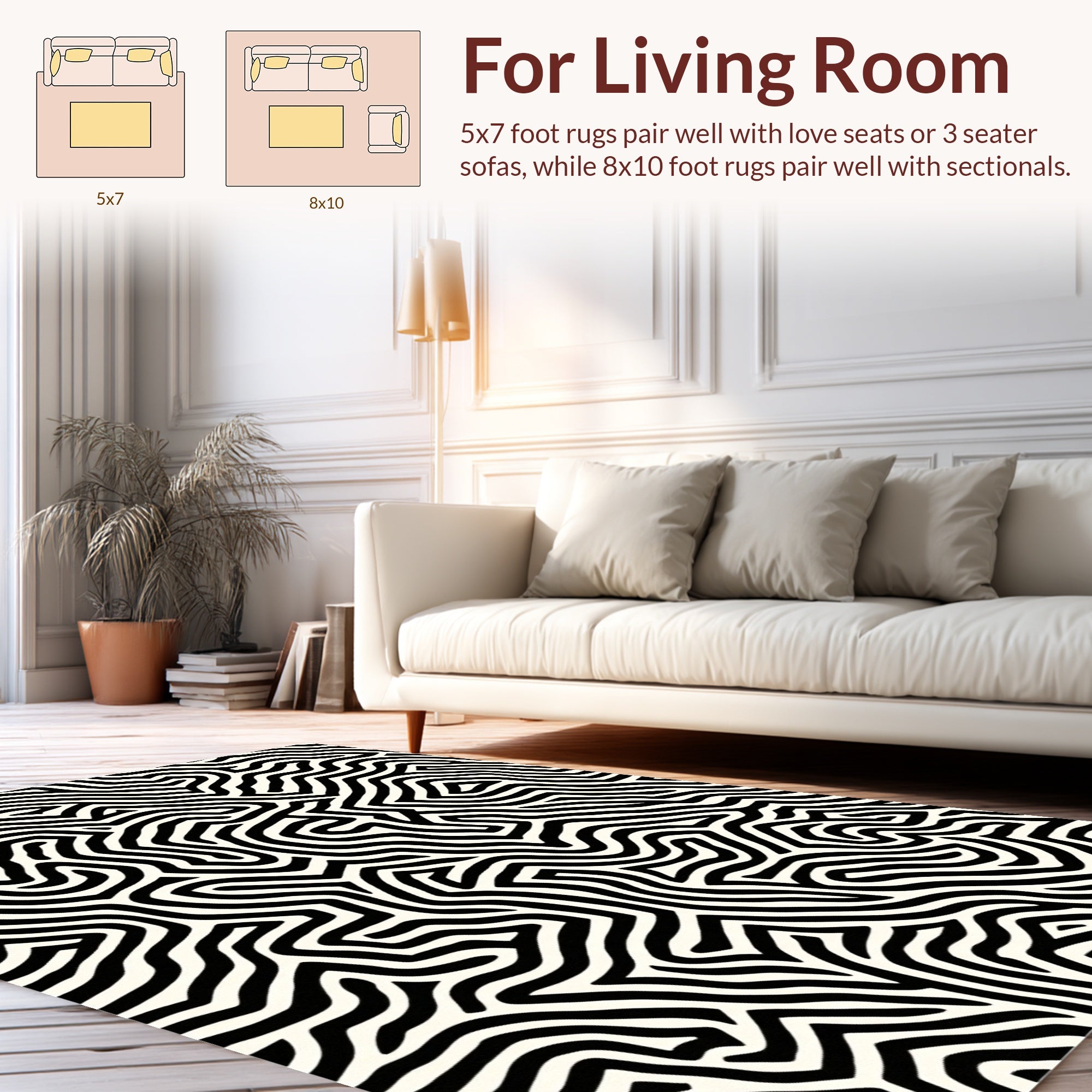 Bold Black White Abstract Terrain Rug