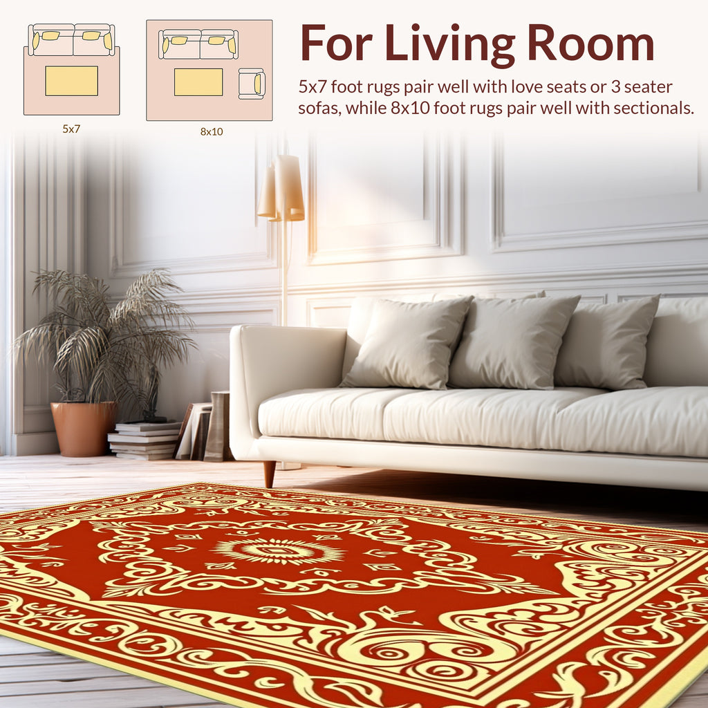 Damask Inspired Scrollwork Floral Medallion Rug