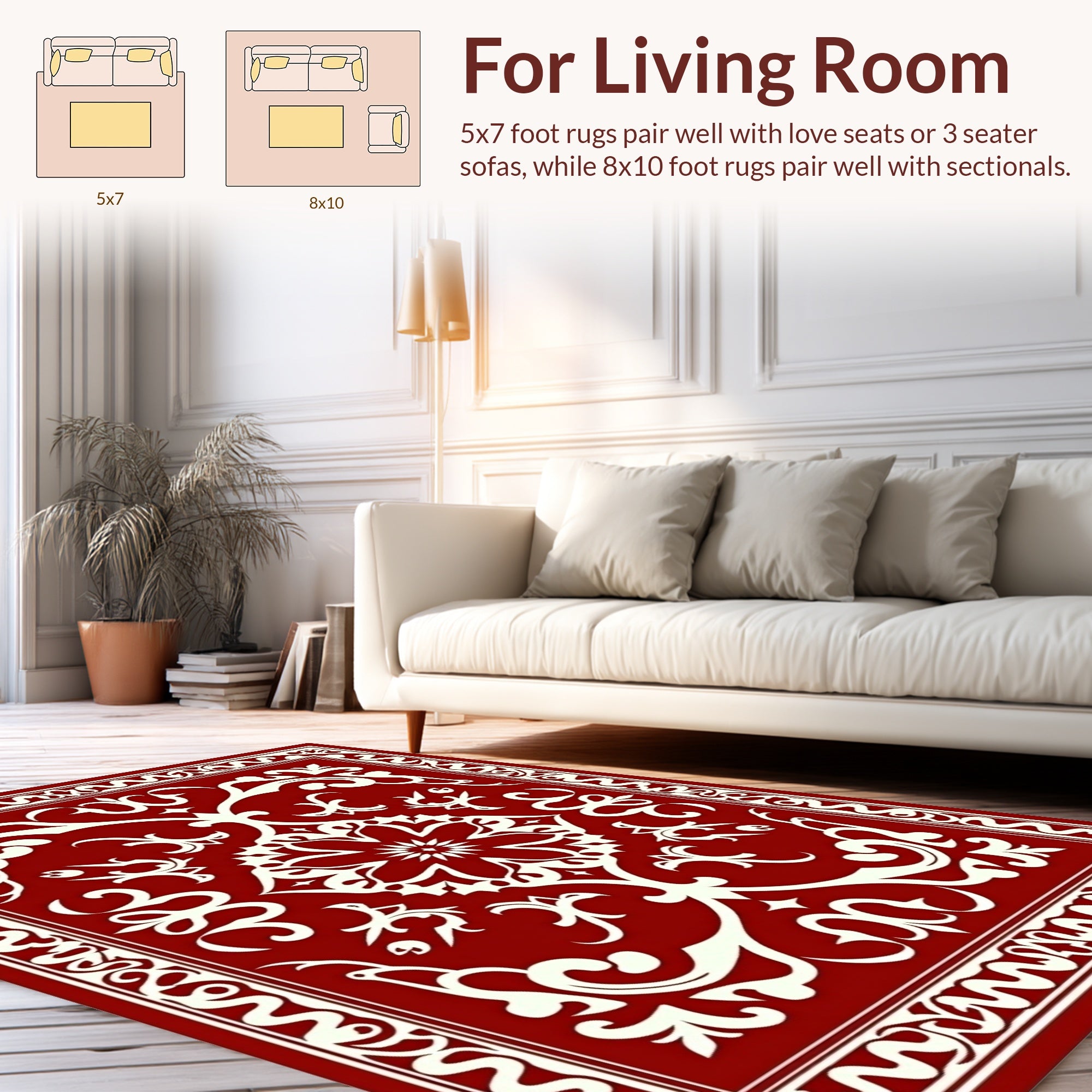 Classic Red Floral Medallion Pattern Rug