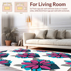 Bold Pink Teal Floral Pattern Rug