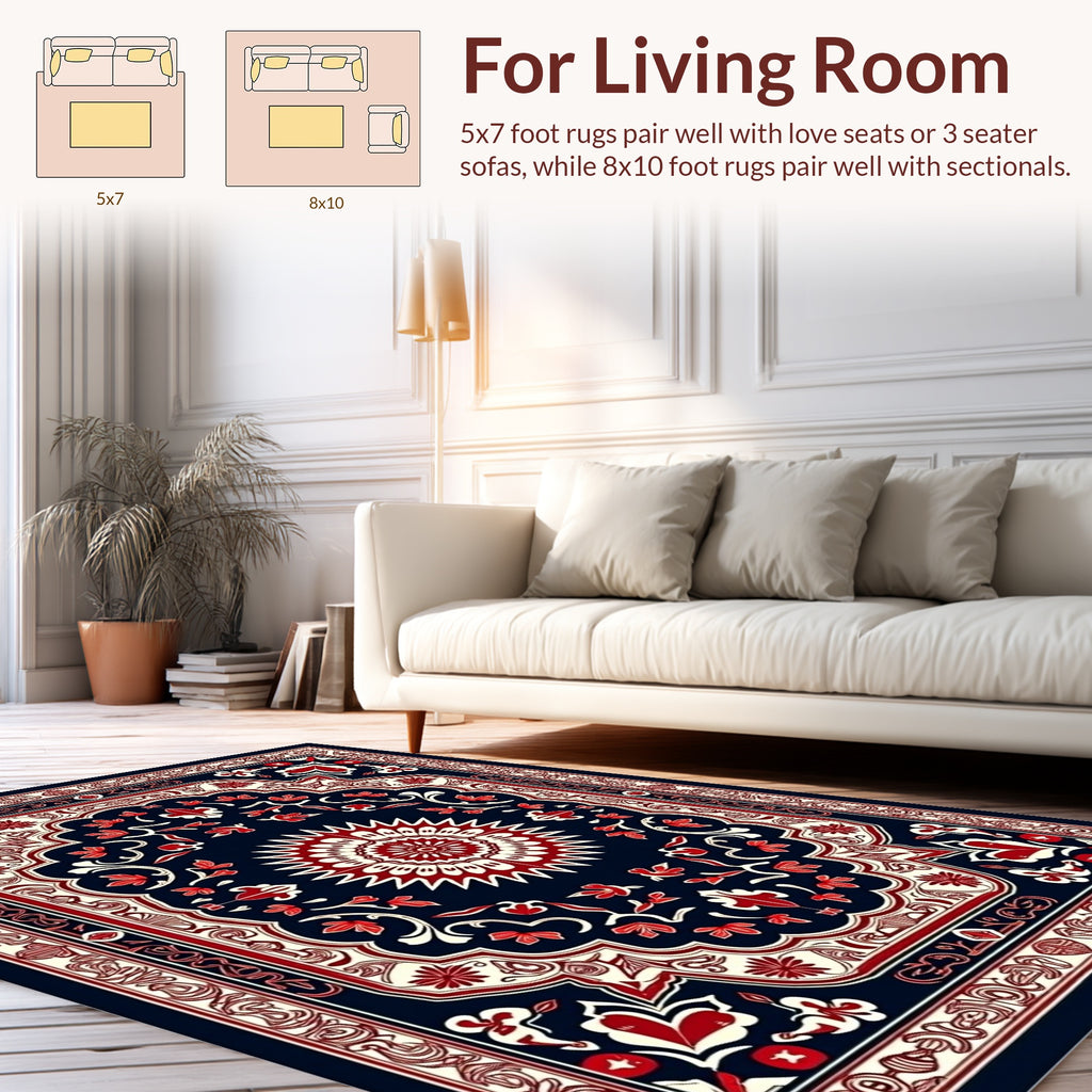 Intricate Floral Medallion Pattern Rug
