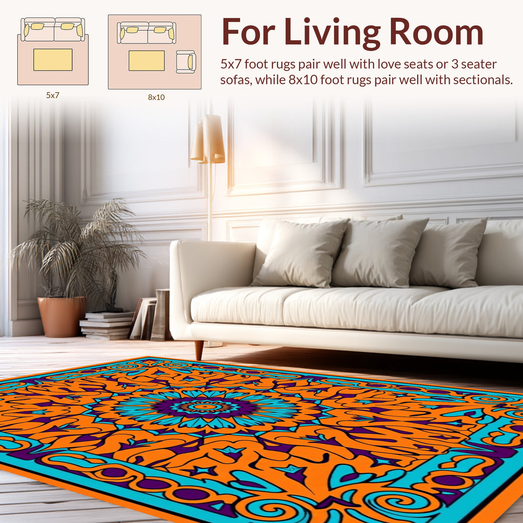 Vibrant Mandala Floral Medallion Design Rug