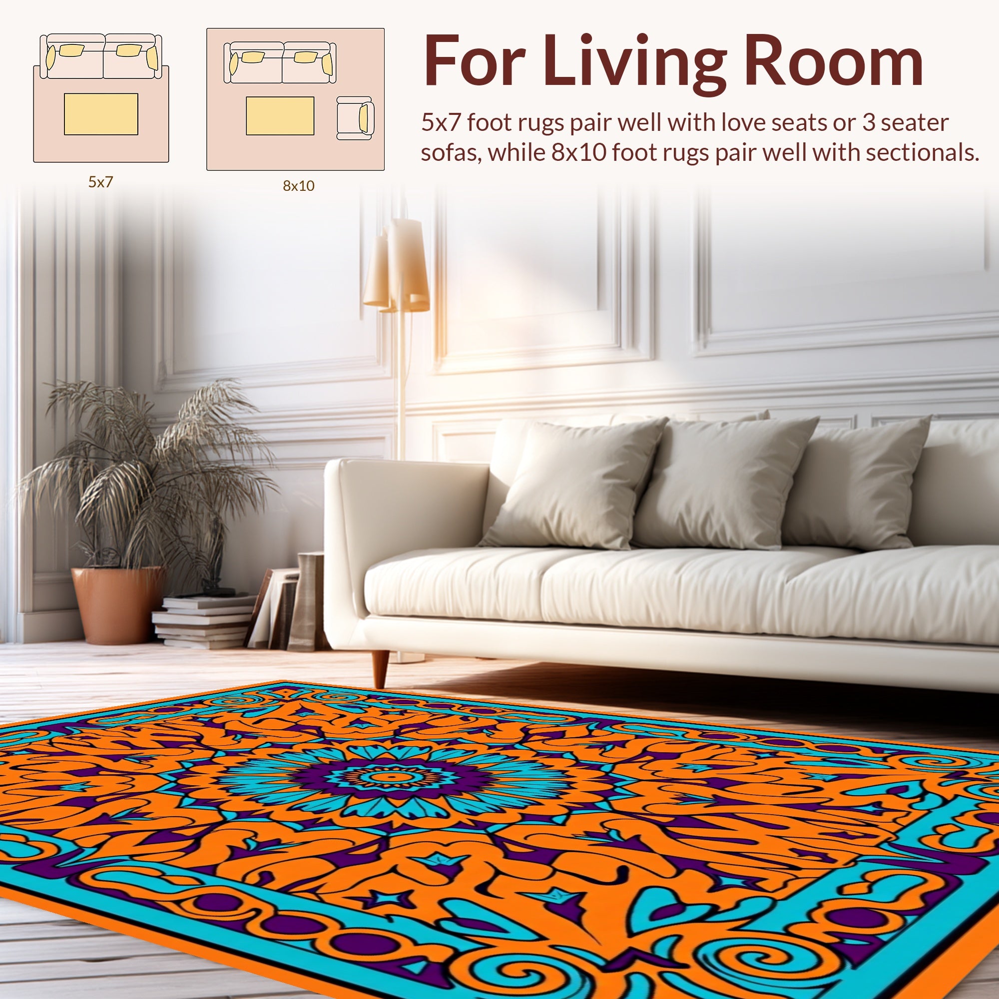 Vibrant Mandala Floral Medallion Design Rug